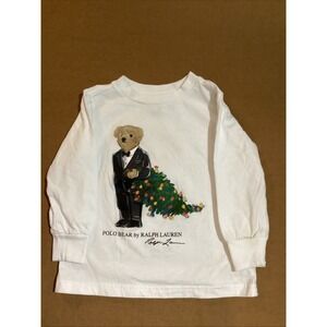 Ralph Lauren Toddler Boys Big Bear Christmas Holiday T Shirt White Size2T